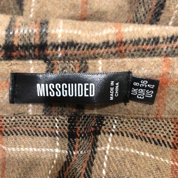 Missguided Shacket Shirt Jacket Size 4 Brown Plaid - Picture 5 of 9